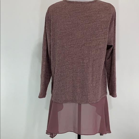 LOGO textured knit cardigan w/ Chiffon hem - Picture 3 of 8